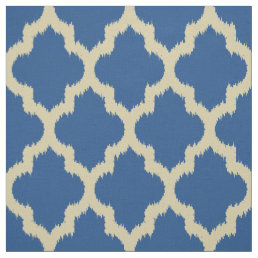 Beige Quatrefoil Ikat &amp; Custom Blue Background Fabric