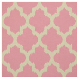 Beige Quatrefoil Ikat &amp; Custom Pink Background Fabric