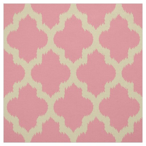 Beige Quatrefoil Ikat & Custom Pink Background Fabric