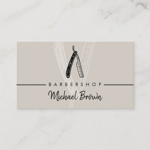 Beige razor mobile barbering on the go business card