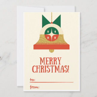 Beige Red and Green Retro Vintage Illustrative Hol Holiday Card