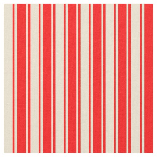 Beige & Red Colored Lines/Stripes Pattern Fabric