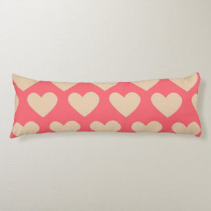 Beige Red Cute Simple Heart Pattern  Body Pillow
