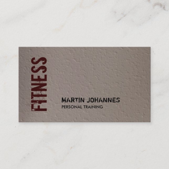 Beige Red Fitness Modern Business Card (Front)