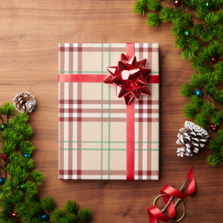 Beige, Red, & Green Christmas Wrapping Paper