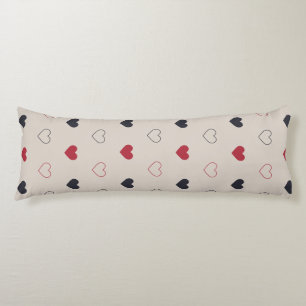 Beige & red Heart Seamless Pattern Cute Minimal Body Pillow