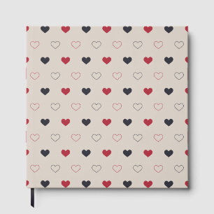 Beige & red Heart Seamless Pattern Cute Minimal Guest Book