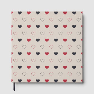 Beige & red Heart Seamless Pattern Cute Minimal Guest Book
