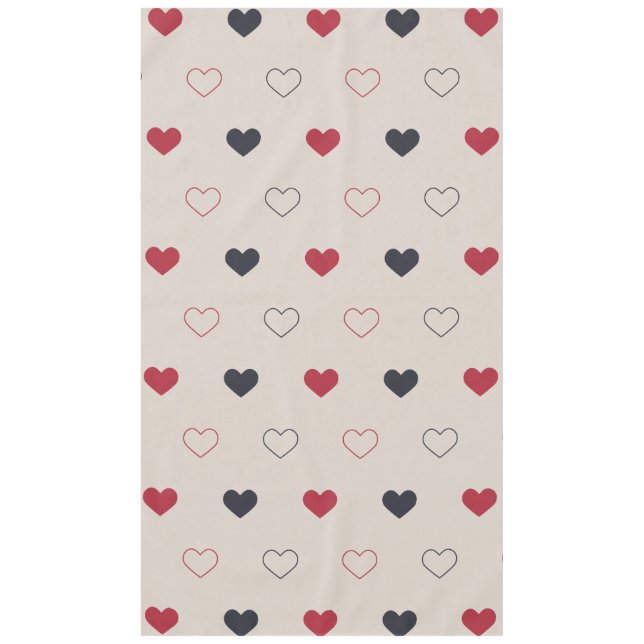 Beige & red Heart Seamless Pattern Cute Minimal Tablecloth (Front)