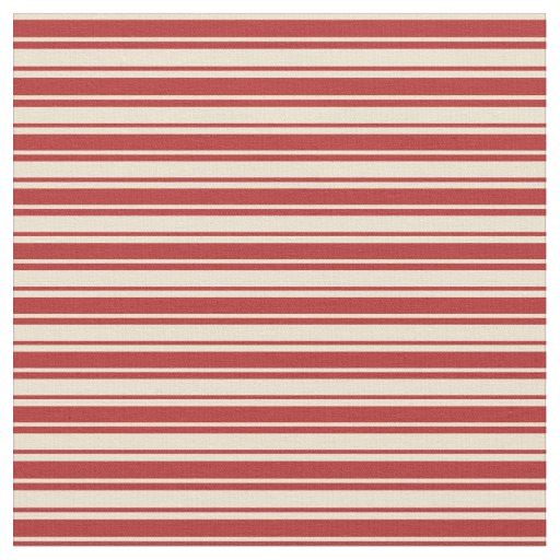 Beige & Red Striped/Lined Pattern Fabric