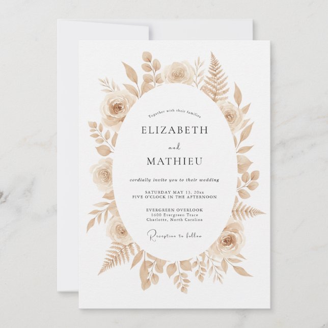 Beige Refined Boho Wedding Invitation (Front)