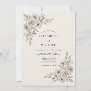 Beige Refined Nature Wedding Invitation
