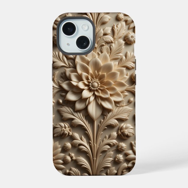 Beige Relief Bloom iPhone / iPad case (Back)