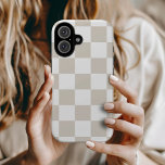 Beige Retro Check iPhone 16 Case<br><div class="desc">Trendy boho checkerboard print phone case in light beige and white colors. Use the design tools to add your own monogram,  name or other text,  or change the background color to create a unique one of a kind device cover.</div>