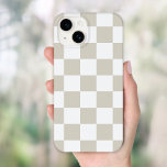 Beige Retro Check Case-Mate iPhone 14 Case<br><div class="desc">Trendy boho checkerboard print phone case in light beige and white colors. Use the design tools to add your own monogram,  name or other text,  or change the background color to create a unique one of a kind device cover.</div>