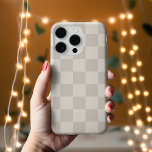 Beige Retro Check iPhone 15 Case<br><div class="desc">Trendy boho checkerboard print phone case in light beige and ivory colors. Use the design tools to add your own monogram,  name or other text,  or change the background color to create a unique one of a kind device cover.</div>