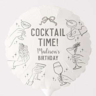 Beige Retro Cocktail Party Birthday Favors Balloon