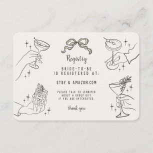 Beige Retro Cocktail Party Bridal Registry Insert