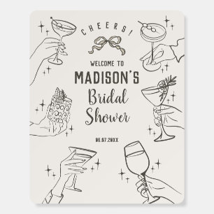 Beige Retro Cocktail Party Bridal Shower Welcome Foam Board