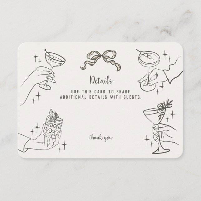 Beige Retro Cocktail Party Details Invite Insert (Front)