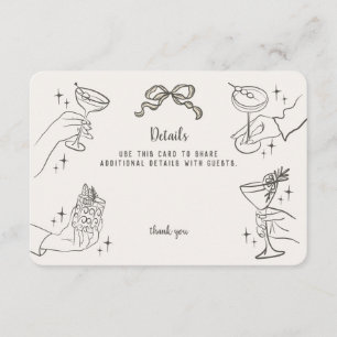 Beige Retro Cocktail Party Details Invite Insert