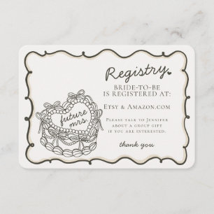 Beige Retro Heart Coquette Cake Registry Insert