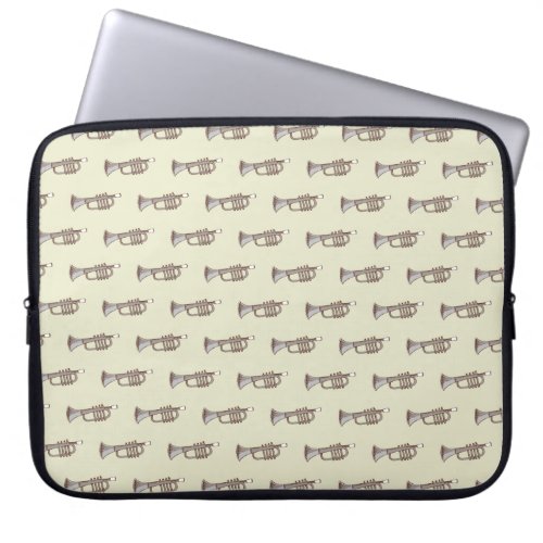 Beige Retro Trumpet Pattern Laptop Sleeve