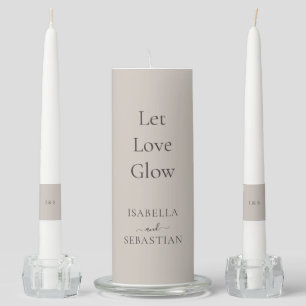 Beige Romantic LET LOVE GLOW Unity Candle Set