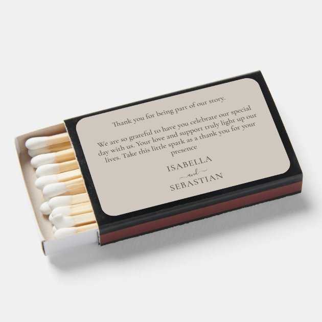 Beige Romantic thank you Cute Wedding Matchboxes