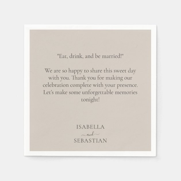 Beige Romantic Wedding Napkins