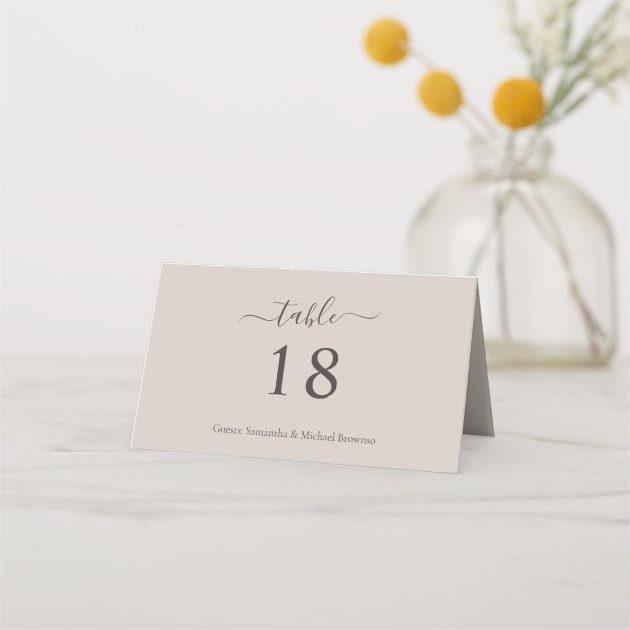 Beige Romantic Wedding Table Number Place Card