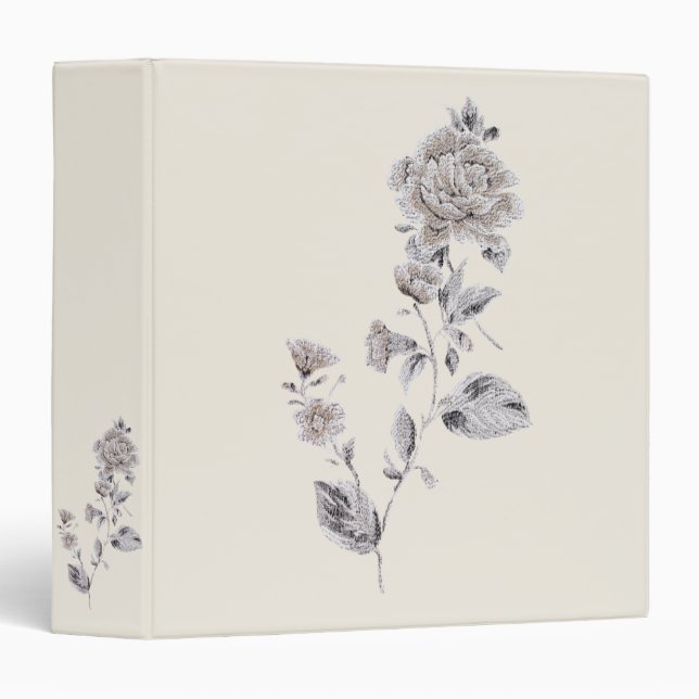 Beige rose 3 ring binder (Front/Spine)