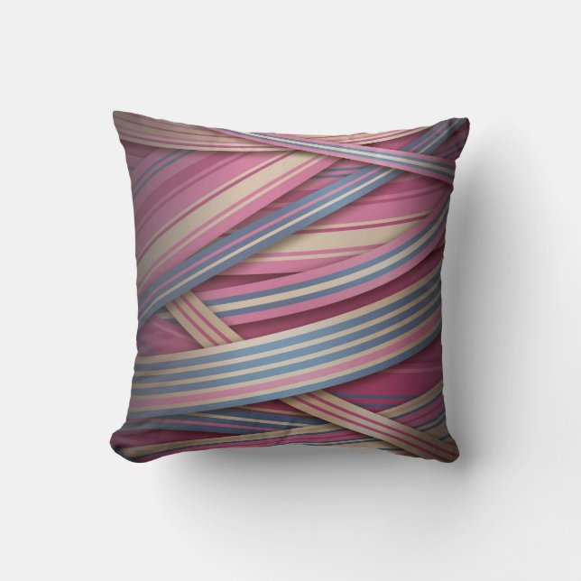 Beige Rose abstract lines Throw Pillow (Front)