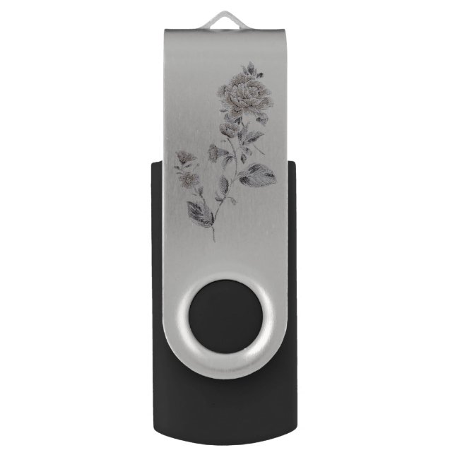 Beige rose flash drive (Back (Vertical))