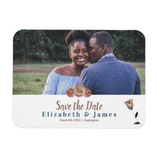 Beige Roses, Teal Save the Date Magnet