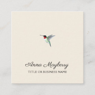 Beige Ruby-throated Hummingbird Square Business Ca Card
