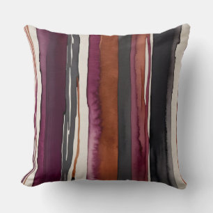 beige Rust Burgundy and Charcoal abstract Throw Pillow