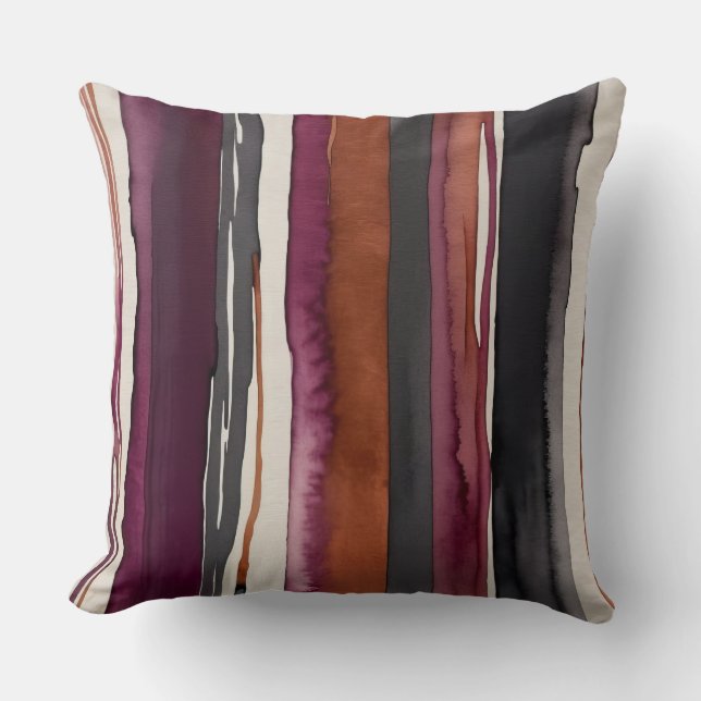 beige Rust Burgundy and Charcoal abstract Throw Pillow (Front)