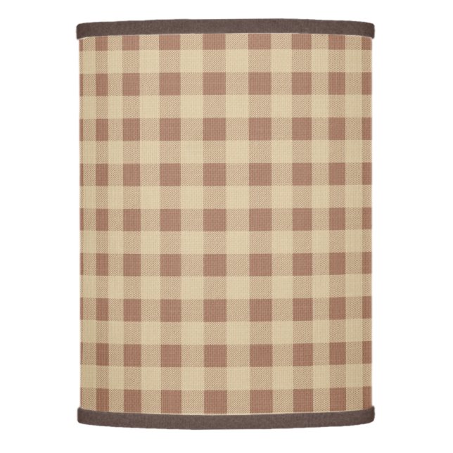 Beige Rust Tan Buffalo Plaid Rustic Country Modern Lamp Shade (Front)