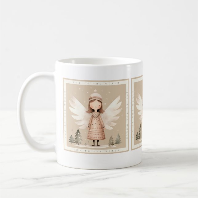 Beige Rustic Angel Classic Mug, 11 oz Coffee Mug (Left)