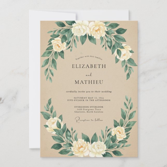 Beige Rustic Woodland Wedding Invitation (Front)