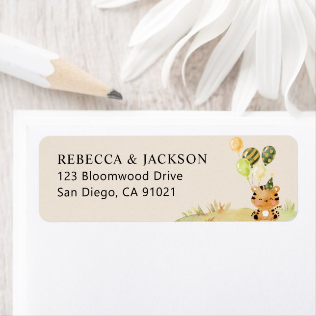 Beige Safari Jungle Party Return Address Stickers (Insitu)