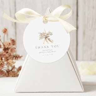 Beige & Sage Flowers & Bow Bridal Shower Thank You Favor Tags