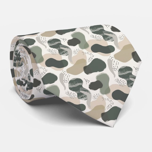 Beige & Sage Green Simple Boho  Neck Tie (Rolled)