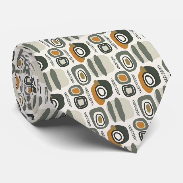 Beige & Sage Green Simple Boho  Neck Tie (Rolled)