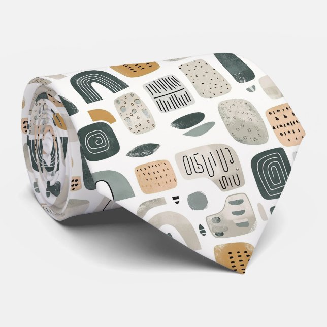 Beige & Sage Green Simple Boho  Neck Tie (Rolled)