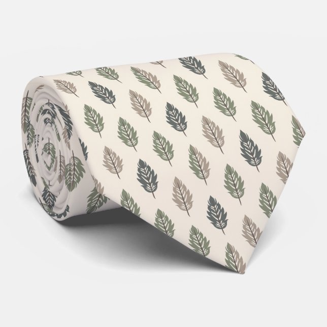Beige & Sage Green Simple Boho  Neck Tie (Rolled)