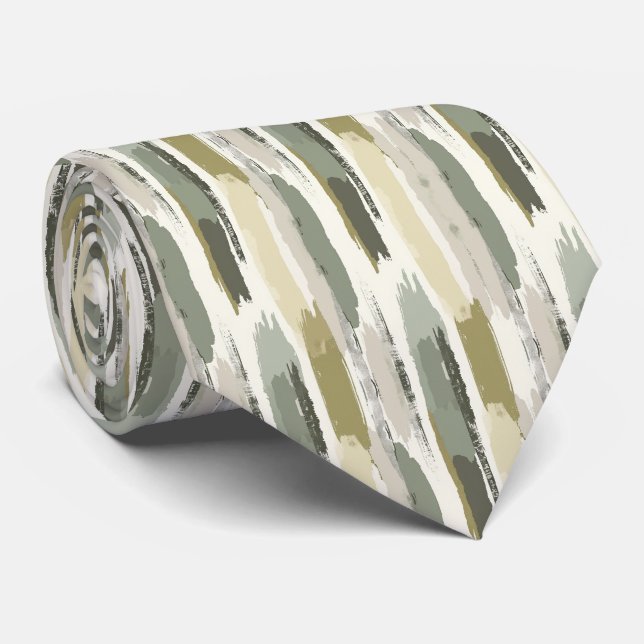 Beige & Sage Green Simple Boho  Neck Tie (Rolled)