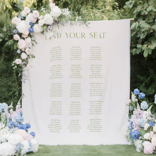 Beige & Sage Green Wedding Seating Chart Backdrop 