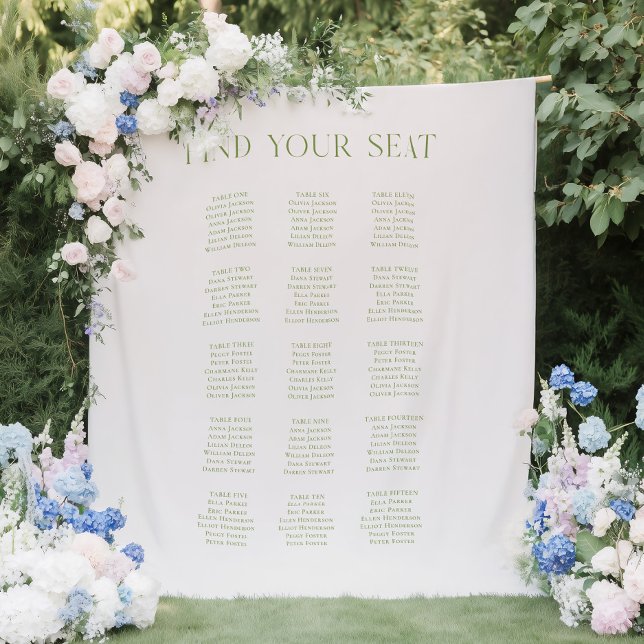 Beige & Sage Green Wedding Seating Chart Backdrop  (Beige & Sage Green Wedding Seating Chart Backdrop)